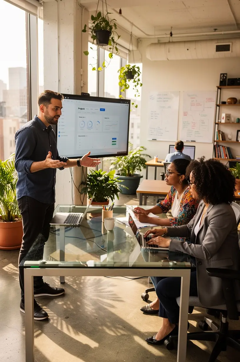Professional workspace featuring a laptop with time management software, notepads, and a coffee cup to illustrate efficient workflow strategies for Canadian professionals.